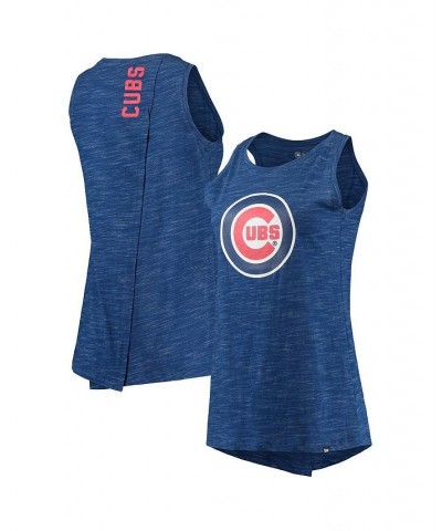 Women's Royal Chicago Cubs Space Dye Back-Knot Tank Top Royal $19.32 Tops