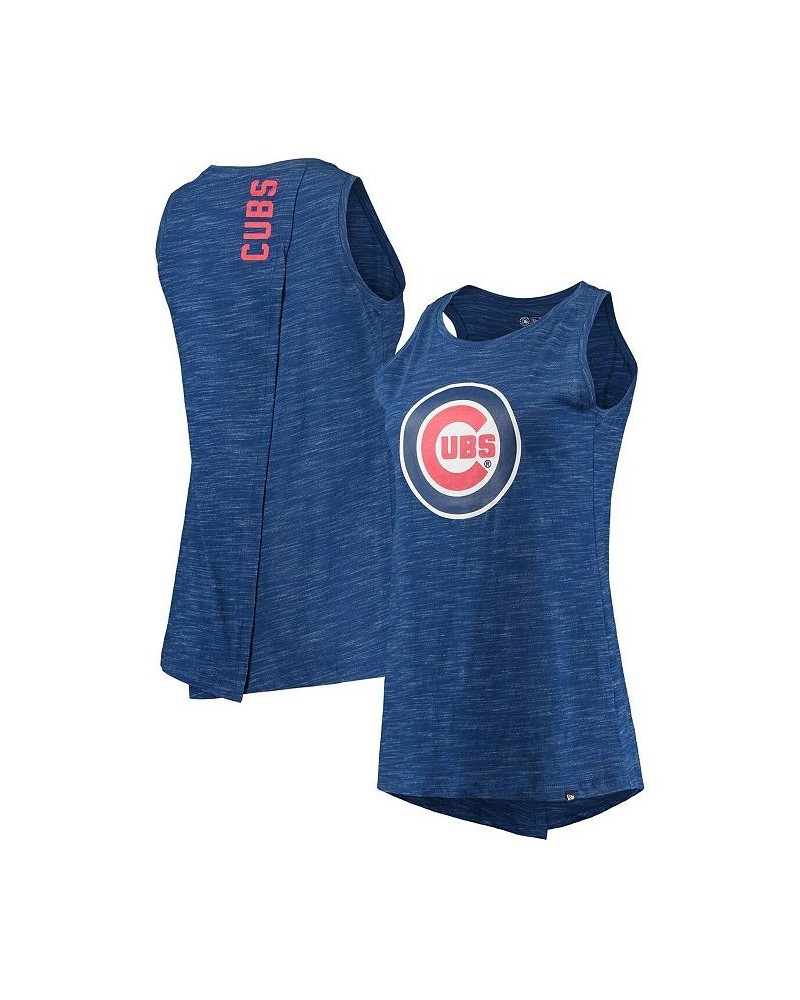 Women's Royal Chicago Cubs Space Dye Back-Knot Tank Top Royal $19.32 Tops