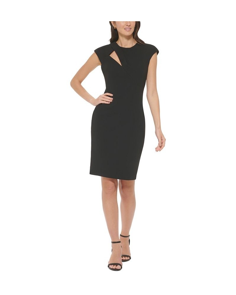 Women's Cap-Sleeve Cutout Sheath Dress Black $44.64 Dresses