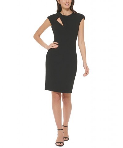 Women's Cap-Sleeve Cutout Sheath Dress Black $44.64 Dresses