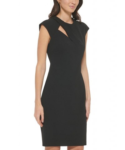 Women's Cap-Sleeve Cutout Sheath Dress Black $44.64 Dresses