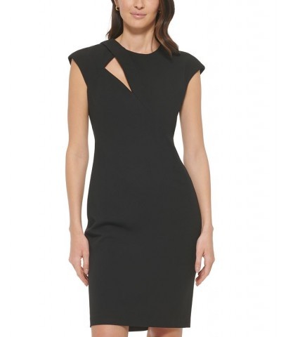 Women's Cap-Sleeve Cutout Sheath Dress Black $44.64 Dresses