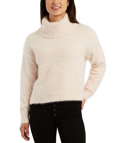 Juniors' Turtleneck Eyelash-Texture Ribbed-Edge Sweater Blush $12.39 Sweaters