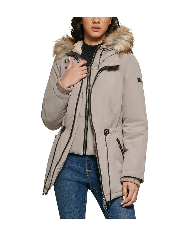 Women's Faux-Fur-Trim Hooded Anorak Thistle $66.50 Coats