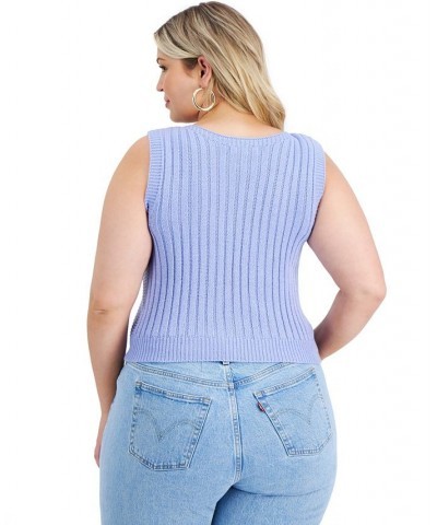 Trendy Plus Size Cropped Novelty Cable-Front Sweater Vest Purple $14.30 Sweaters