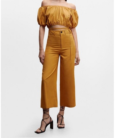 Women's High-Waist Crop Trousers Medium Brown $38.70 Pants
