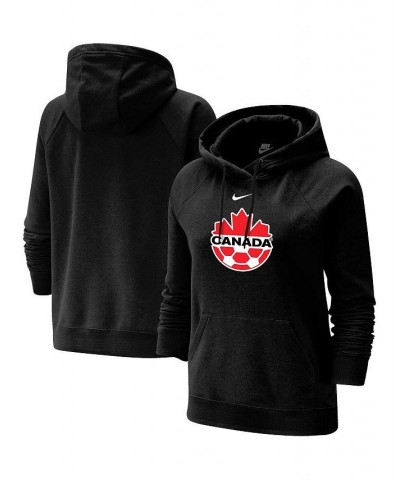 Women's Black Canada Soccer Varsity Raglan Tri-Blend Pullover Hoodie Black $43.19 Sweatshirts