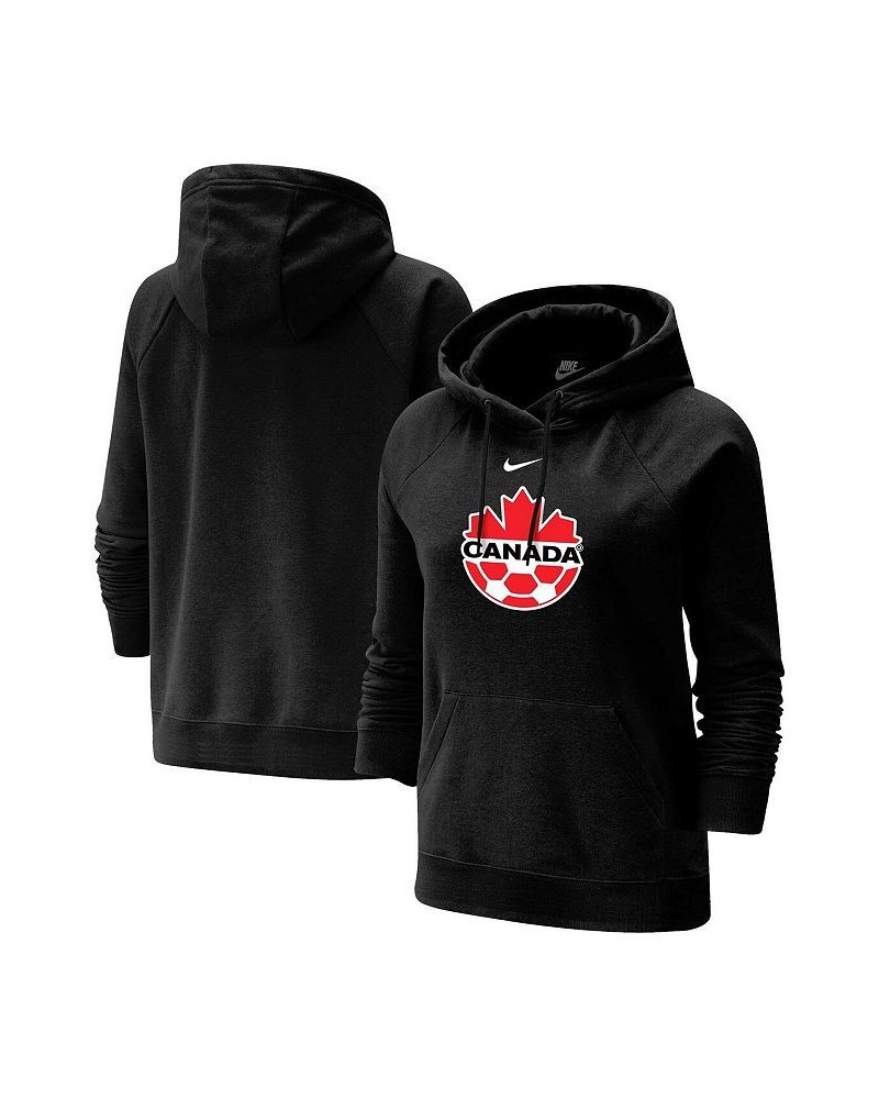 Women's Black Canada Soccer Varsity Raglan Tri-Blend Pullover Hoodie Black $43.19 Sweatshirts