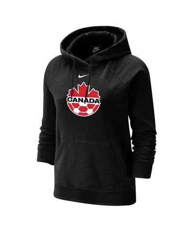 Women's Black Canada Soccer Varsity Raglan Tri-Blend Pullover Hoodie Black $43.19 Sweatshirts