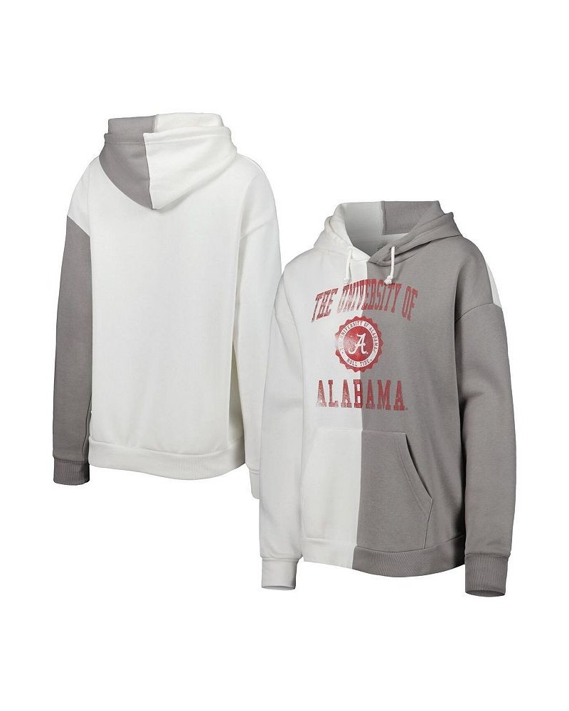 Women's Gray and White Alabama Crimson Tide Split Pullover Hoodie Gray, White $37.60 Sweatshirts