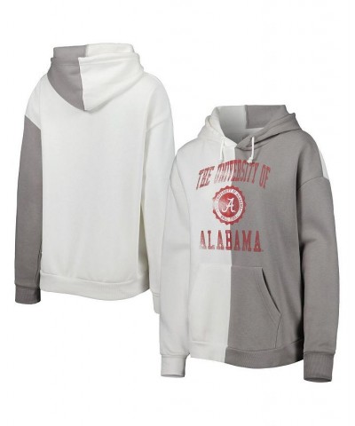 Women's Gray and White Alabama Crimson Tide Split Pullover Hoodie Gray, White $37.60 Sweatshirts