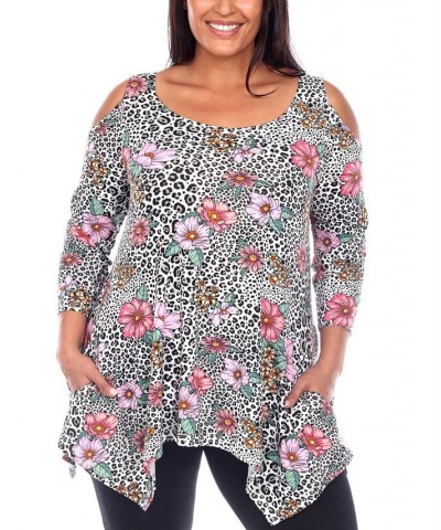 Plus Size Antonia Cold Shoulder Tunic Top Brown Leopard $31.62 Tops