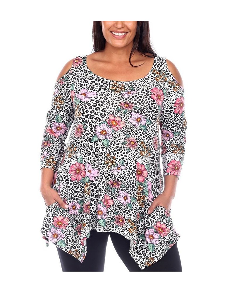 Plus Size Antonia Cold Shoulder Tunic Top Brown Leopard $31.62 Tops