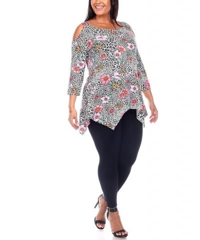 Plus Size Antonia Cold Shoulder Tunic Top Brown Leopard $31.62 Tops