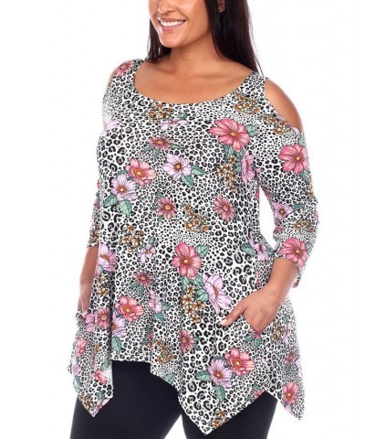 Plus Size Antonia Cold Shoulder Tunic Top Brown Leopard $31.62 Tops