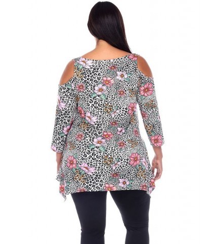 Plus Size Antonia Cold Shoulder Tunic Top Brown Leopard $31.62 Tops