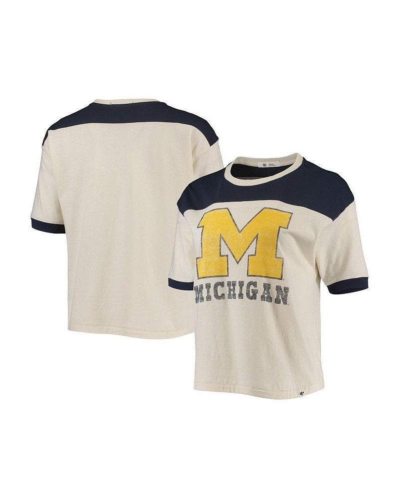 Women's '47 White Navy Michigan Wolverines Billie Crop T-shirt White, Navy $17.64 Tops