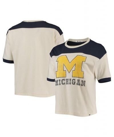 Women's '47 White Navy Michigan Wolverines Billie Crop T-shirt White, Navy $17.64 Tops