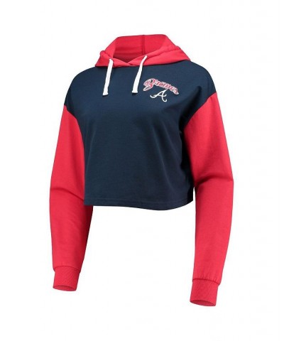 Women's Navy Red Atlanta Braves Color-Block Pullover Hoodie and Shorts Lounge Set Navy, Red $38.70 Pajama