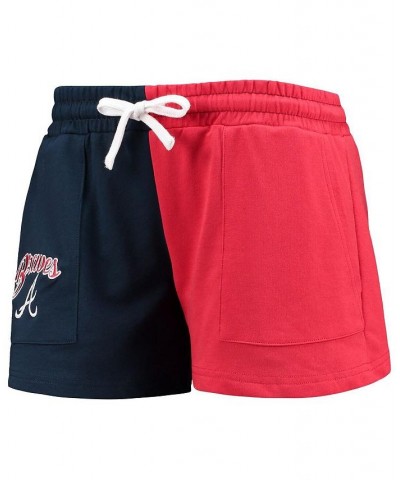 Women's Navy Red Atlanta Braves Color-Block Pullover Hoodie and Shorts Lounge Set Navy, Red $38.70 Pajama