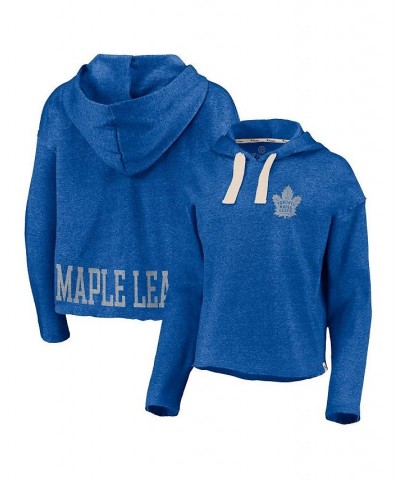 Women's Branded Heathered Royal Toronto Maple Leafs Cropped Raw Edge Pullover Hoodie Heathered Royal $33.00 Sweatshirts