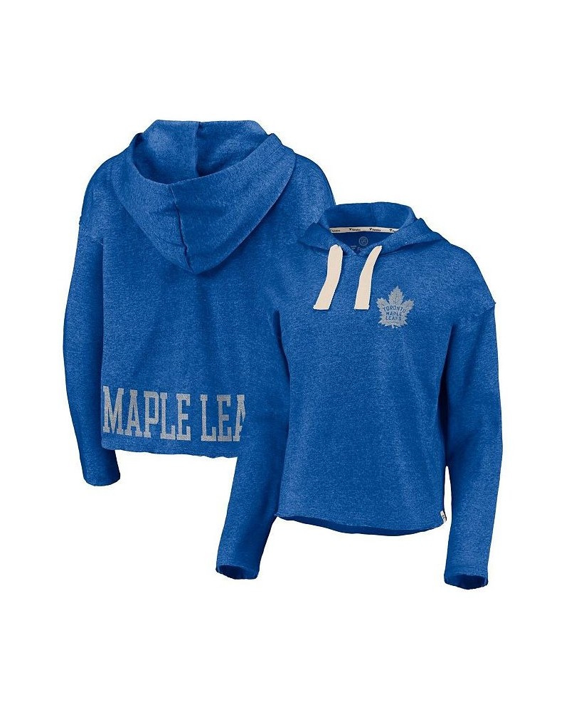 Women's Branded Heathered Royal Toronto Maple Leafs Cropped Raw Edge Pullover Hoodie Heathered Royal $33.00 Sweatshirts
