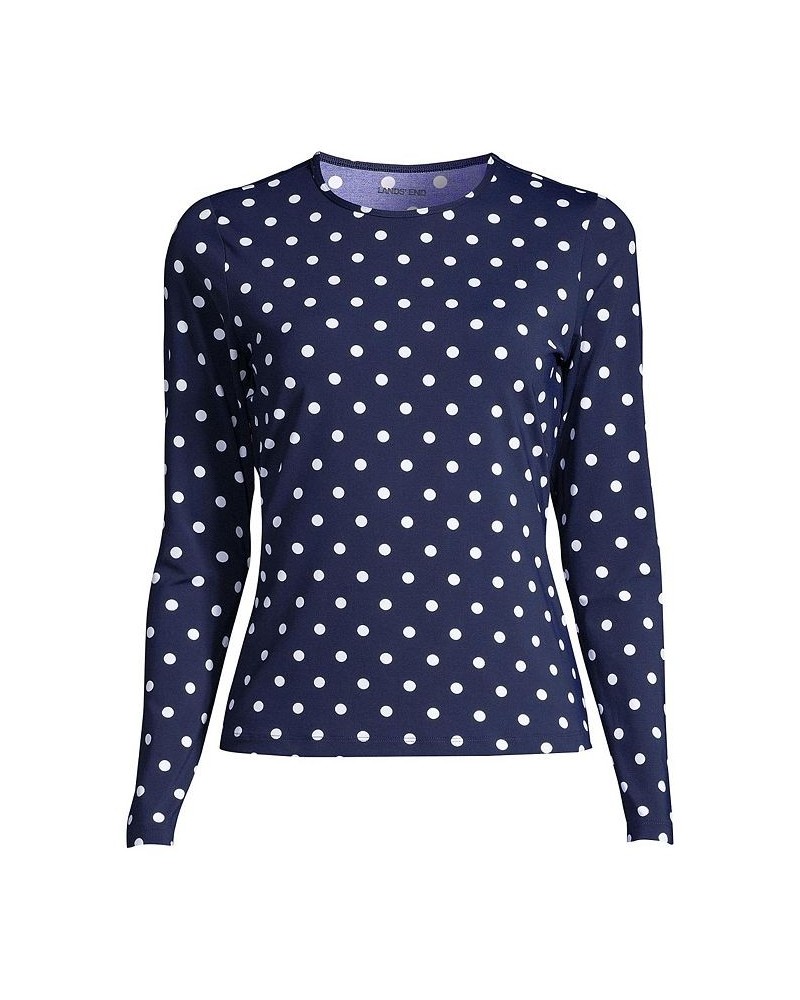 Women's Long Crew Neck Long Sleeve Rash Guard UPF 50 Sun Protection Modest Swim Tee Print Deep sea polka dot $32.10 Swimsuits