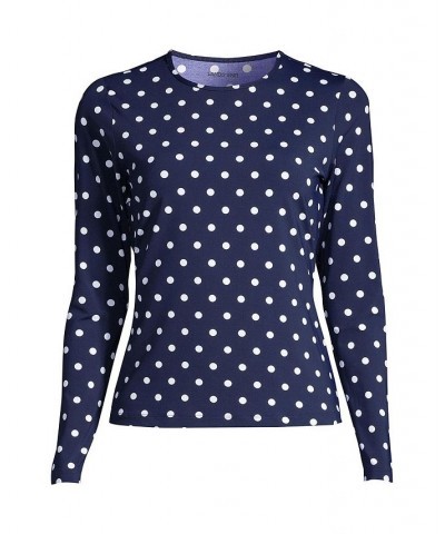 Women's Long Crew Neck Long Sleeve Rash Guard UPF 50 Sun Protection Modest Swim Tee Print Deep sea polka dot $32.10 Swimsuits