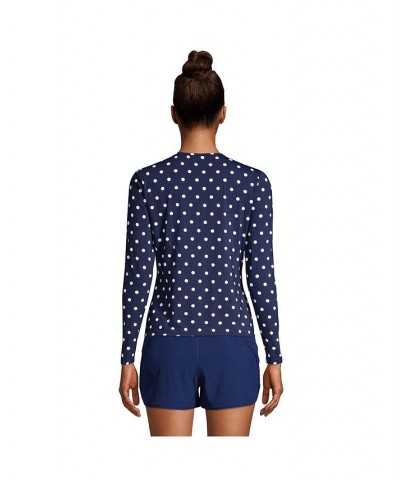 Women's Long Crew Neck Long Sleeve Rash Guard UPF 50 Sun Protection Modest Swim Tee Print Deep sea polka dot $32.10 Swimsuits