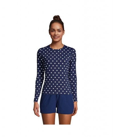 Women's Long Crew Neck Long Sleeve Rash Guard UPF 50 Sun Protection Modest Swim Tee Print Deep sea polka dot $32.10 Swimsuits