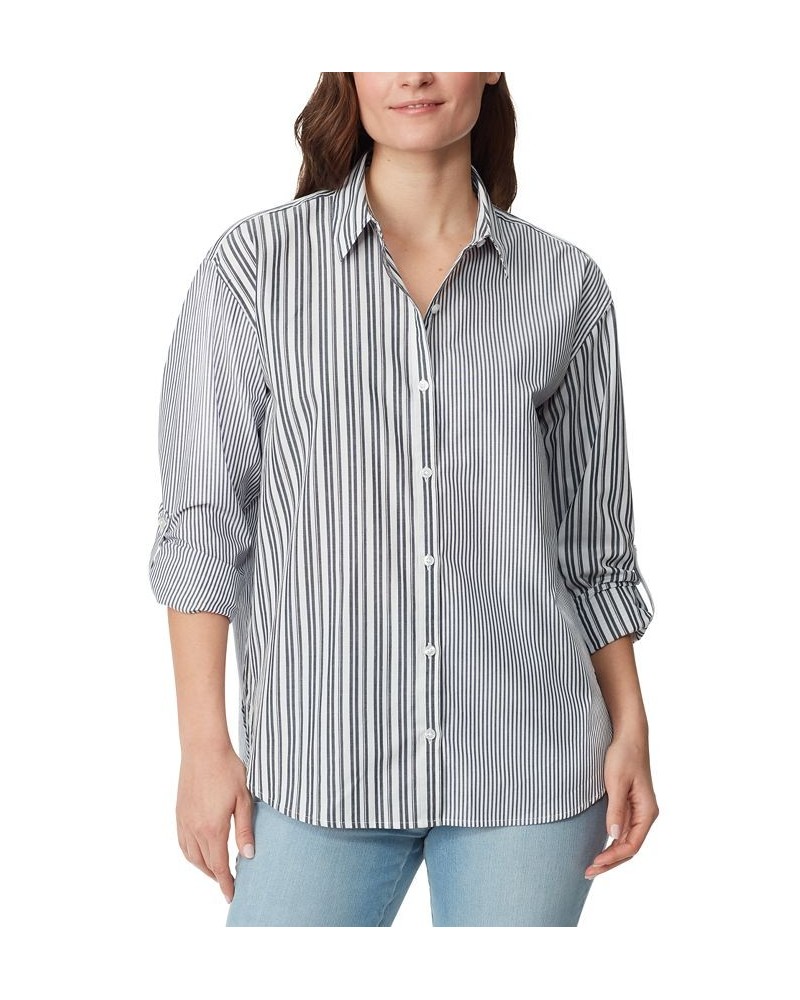 Women's Amanda Button-Front Shirt Midnight Affair Stripe $18.02 Tops