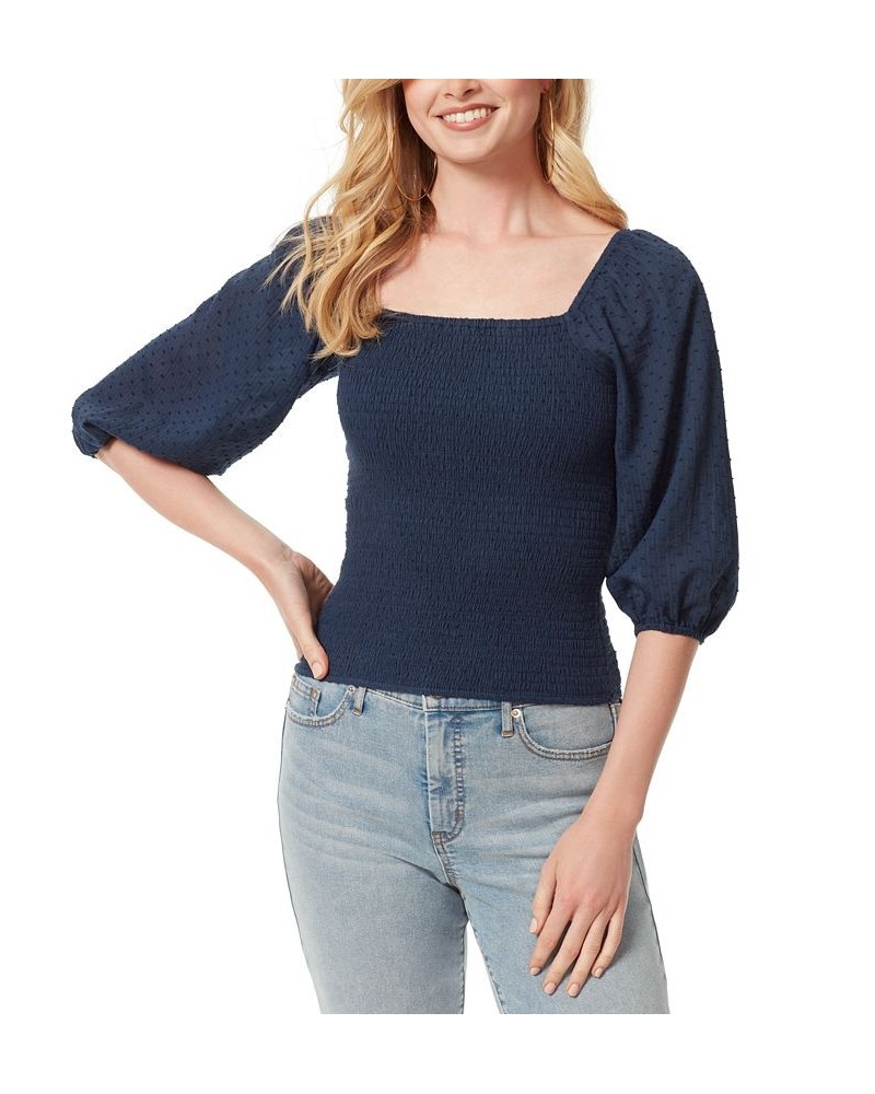 Women's Cotton Katiya Smocked Top Blue $29.33 Tops