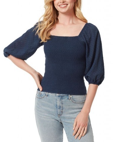 Women's Cotton Katiya Smocked Top Blue $29.33 Tops