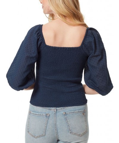 Women's Cotton Katiya Smocked Top Blue $29.33 Tops