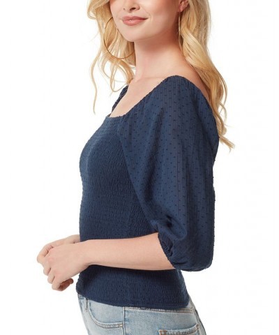 Women's Cotton Katiya Smocked Top Blue $29.33 Tops