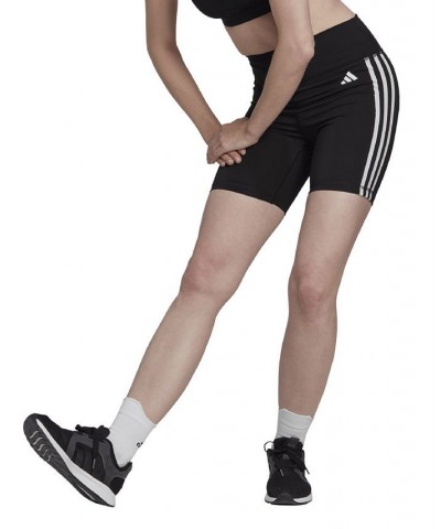 Women's Training Essentials 3-Stripes High-Waisted Short Leggings Black $14.96 Shorts