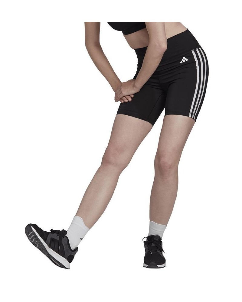 Women's Training Essentials 3-Stripes High-Waisted Short Leggings Black $14.96 Shorts