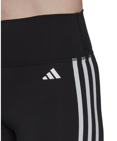 Women's Training Essentials 3-Stripes High-Waisted Short Leggings Black $14.96 Shorts