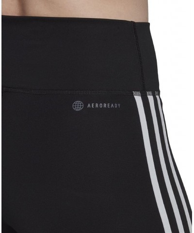 Women's Training Essentials 3-Stripes High-Waisted Short Leggings Black $14.96 Shorts