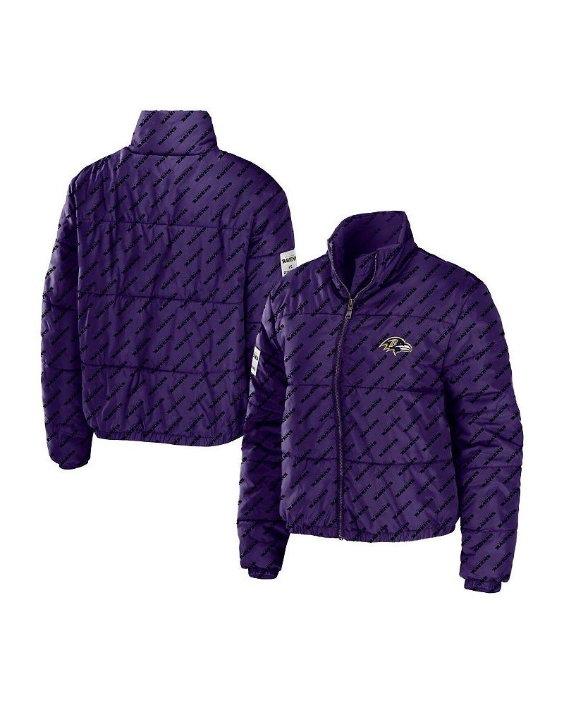 Women's Purple Baltimore Ravens Puffer Full-Zip Jacket Purple $54.60 Jackets