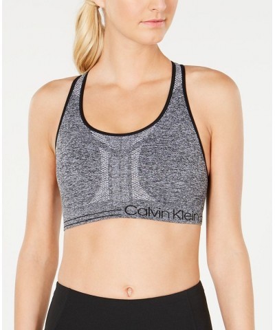 Padded Racerback Medium Impact Sports Bra Gray $14.28 Bras