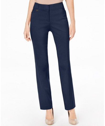 Regular and Short Length Curvy-Fit Straight-Leg Pants Blue $15.89 Pants