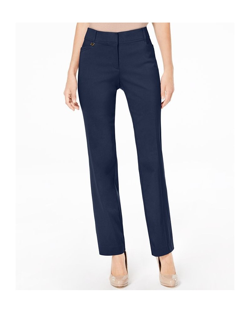 Regular and Short Length Curvy-Fit Straight-Leg Pants Blue $15.89 Pants