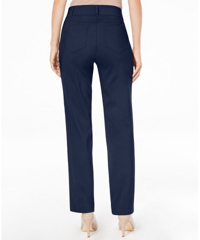 Regular and Short Length Curvy-Fit Straight-Leg Pants Blue $15.89 Pants