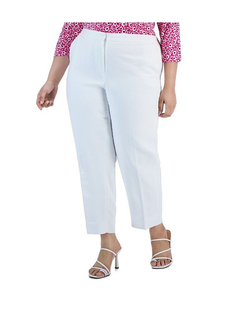 Plus Size Elastic-Back Slit-Hem Ankle Pants Lily White $41.58 Pants