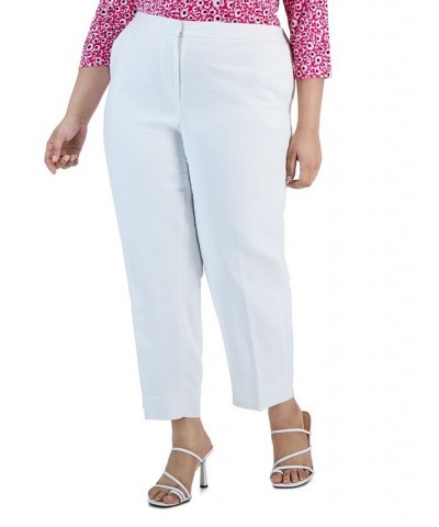 Plus Size Elastic-Back Slit-Hem Ankle Pants Lily White $41.58 Pants