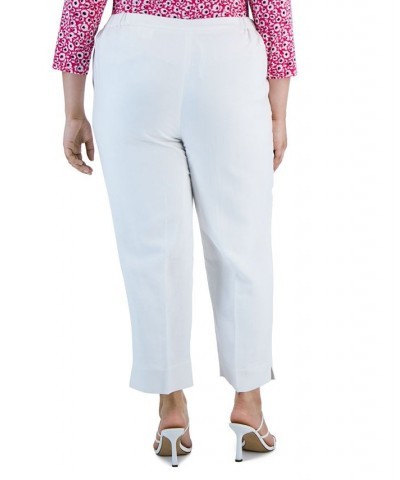 Plus Size Elastic-Back Slit-Hem Ankle Pants Lily White $41.58 Pants