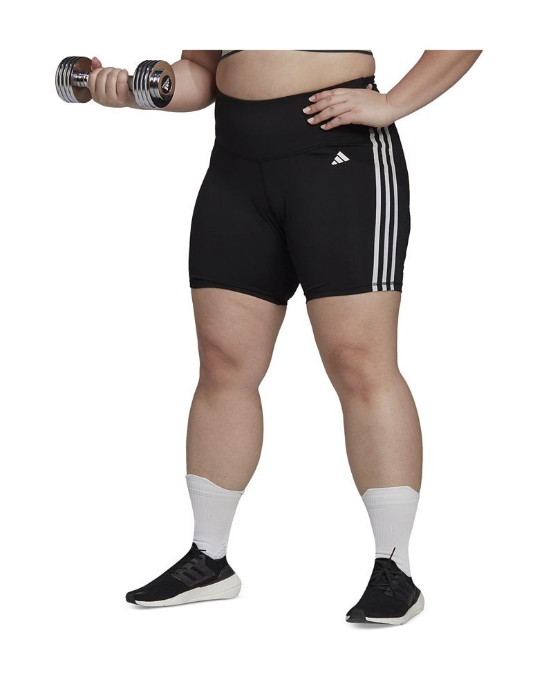 Essentials Plus Size 3-Stripes High-Waisted Shorts Black $14.00 Shorts