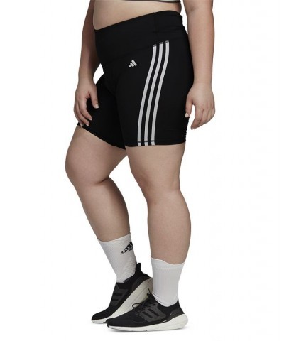 Essentials Plus Size 3-Stripes High-Waisted Shorts Black $14.00 Shorts