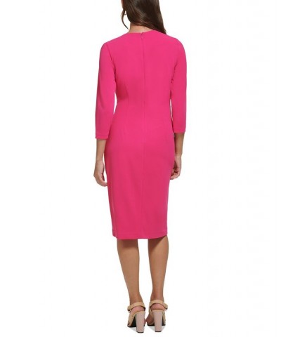 Women's Zip-Detail Scuba Crepe Bodycon Dress Pink $57.60 Dresses